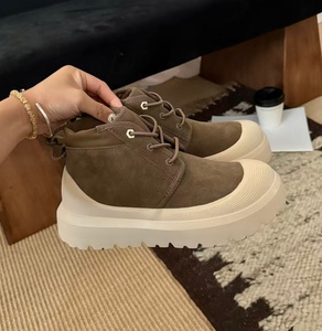 All inclusive anti collision thick soled lace up high top <b>boot</b> with thick wool lining outdoor cold resistant and warm short <b>boot</b> - Product Image 2