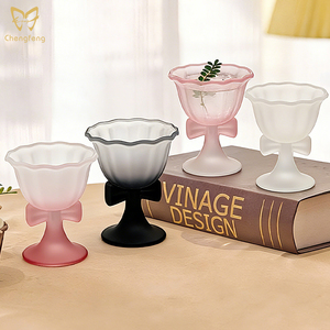 Verre à cocktail court personnalisé 230 ml, dégradé rose givré, avec nœud, verre à liqueur, bol à fleurs, gobelet à glace - Product Image 1
