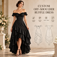 Robe de soirée personnalisée pour femme en satin, col cœur froncé, épaules dénudées, jupe asymétrique à volants superposés, taille ajustée