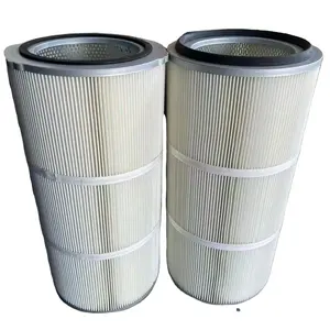 Filtre à air industriel cylindrique, cartouche filtrante plissée antistatique pour élément filtrant à charge supérieure