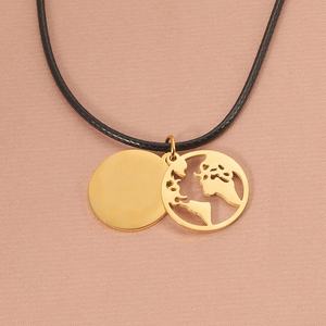 Collar de Cadena con Colgante de Moneda con Mapa de África Personalizado al por Mayor, de Acero Inoxidable Dorado y Plateado, para Hombres y Mujeres - Product Image 5