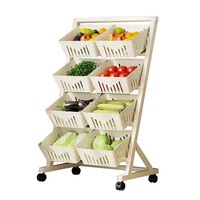 Chariot de rangement de cuisine multi-niveaux sur pied avec paniers, étagère organisatrice domestique pour collations, fruits et légumes