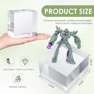 4 miếng 3x3x2 <span class=keywords><strong>Acrylic</strong></span> hiển thị vuông khối rõ ràng đánh bóng <span class=keywords><strong>Acrylic</strong></span> Cube trang sức hiển thị đứng Vòng Showcase hiển thị chủ - Product Image 6