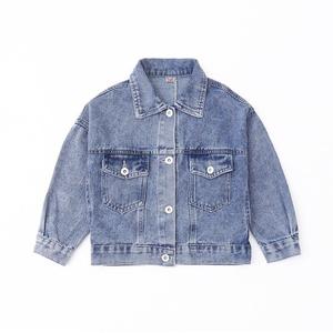 Girls Short Loose Blue Casual Denim Jackets With Bow <b>Tie</b> on the <b>Back</b> From Wholesale Children Factory - Product Image 1