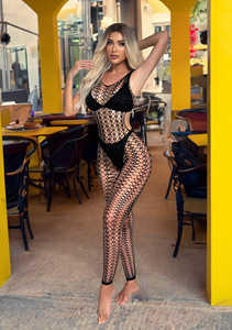 Vente en gros de pyjamas sexy en résille intégrale pour femmes, bodystockings à grandes mailles, lingerie féminine, vêtements de nuit sexy en résille - Product Image 4