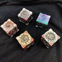Dés de jeu de luxe en alliage de zinc, D6 D&D, à six faces, rotatifs, à bords vifs, avec motif dragon stéréoscopique, pour roulette carrée aléatoire
