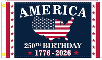 Drapeaux de fanion extérieurs en polyester sur mesure « 250 ans de l'Amérique (1776-2026) » avec doubles coutures