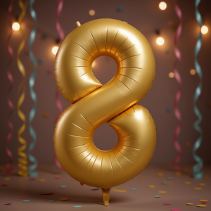 Party Love <b>Balloon</b> Number 8 Gold <b>100</b> Cm Metallic Party Decoration - Product Image 4