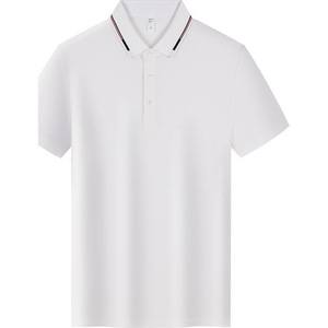 Polo Shirt White Cotton Solid Color Short Sleeve Collared Workwear Daily Wear - Product Image 1