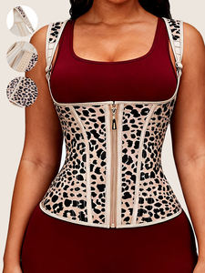 Langqin Breathable Anti-Bacterial Eco-Friendly Thick Latex Firm Control Zipper Body Shaping Leopard Print Vest Style Waist Belt - Product Image 2