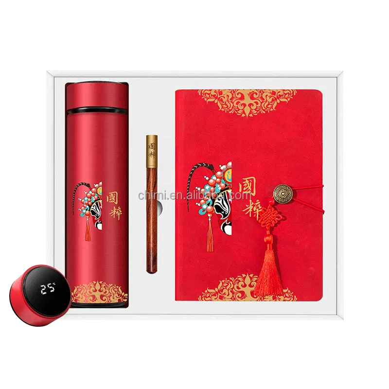 Business unique corporate Traditional Chinese facial makeup painting suit pen+notebook+umbrella+pen+USB new year gift set 2021