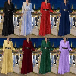 Ensemble <span class=keywords><strong>pantalon</strong></span> et chemise pour femme, chemise à col en V, couleur unie, manches longues, <span class=keywords><strong>pantalon</strong></span> à jambes larges à paillettes, ensemble <span class=keywords><strong>pantalon</strong></span> pour femme - Product Image 5