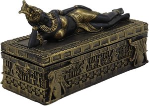 Hermosa Reina del Antiguo Egipto Cleo Patla joyero decorativo pequeña estatua diosa Isis - Product Image 2