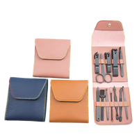 Juego de 12 Piezas de Cortaúñas Profesional Completo de Acero Inoxidable Negro, Kit de Pedicura Portátil, Juego de Manicura y Pedicura para Mujer