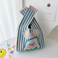 Sac fourre-tout tissé en polyester et coton, mignon, pour boîte à lunch, sacs cadeaux de mariage (sac à bonbons, sac gilet portable), brodé, taille moyenne