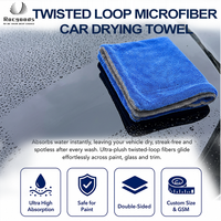 Serviette de séchage pour lavage de voiture en microfibres super douces à boucles torsadées, séchage rapide, sans traces d'eau, logo personnalisé, pour le detailing automobile