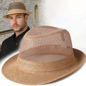 Người Đàn Ông Thoáng Khí Fedora <span class=keywords><strong>Hat</strong></span> Lưới Nhanh Chóng Khô UV Bảo Vệ Panama Jazz Mũ Rơm - Product Image 1