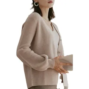 Chuyên Nghiệp 100% Cashmere Dày Để Giữ Ấm Dày Với Nút V Cổ Cashmere Cardigan Cho Phụ Nữ Sản Xuất Tại Trung Quốc