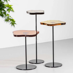 Table d'appoint en métal de style moderne Table d'appoint ronde <span class=keywords><strong>transparente</strong></span> en acrylique coloré Table d'appoint en plexiglas - Product Image 3