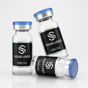 Autocollants noirs mats imperméables, résistants aux rayures, avec cadre laser irisé et texte de marque personnalisé pour flacon Xilin en verre lyophilisé - Product Image 4