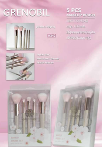 Grenobil Makeup <b>Brush</b> Set 5 Pcs Synthetic Hair Wood Handle <b>Round</b> Ferrule For Makeup Application - Product Image 3