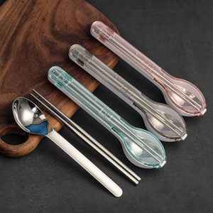 Ensemble de couverts portables en acier inoxydable argenté 3 pièces (cuillère, fourchette, couteau) pour pique-nique, voyage, <span class=keywords><strong>camping</strong></span> en plein air avec étui – Vente en gros - Product Image 6