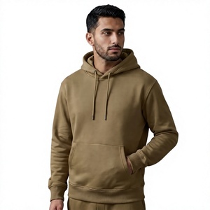 Sweat-shirt à capuche en molleton kaki pour homme avec cordon de serrage, poche kangourou, coupe classique, vêtement décontracté - Product Image 3