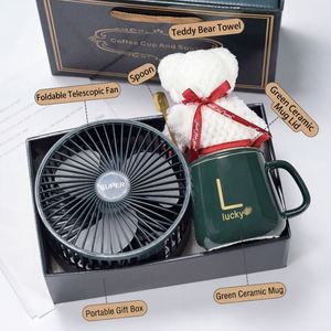 Personalized Luxury Gift Set Portable USB Rechargeable Fan Ceramic <b>Mug</b> & Bear Towel Set for Corporate Wedding Christmas Presents - Product Image 4