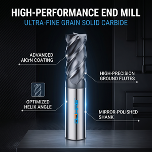 DOHRE Fraise à queue carrée plate en carbure de tungstène de haute qualité à 4 cannelures pour usinage CNC de l'acier inoxydable - Product Image 2