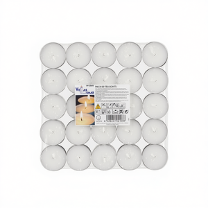 Confezione da 50 candele rotonde bianche senza gocciolamento, in cera di paraffina, non profumate, per decorazioni domestiche e uso interno. - Product Image 2