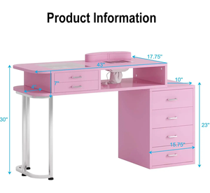 Mesa de técnico de uñas Rosa exclusiva de gran venta, mesa de manicura profesional de lujo moderna para salones de belleza, salón de Spa de uñas - Product Image 5