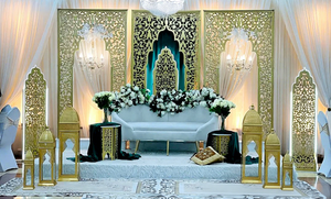 Outdoor <b>Wedding</b> Moroccan Theme Laser Cut <b>Frames</b> Stylish Event Party Stage Laser <b>Frame</b> Wholesale <b>Wedding</b> Stage Metal Arches USA - Product Image 4