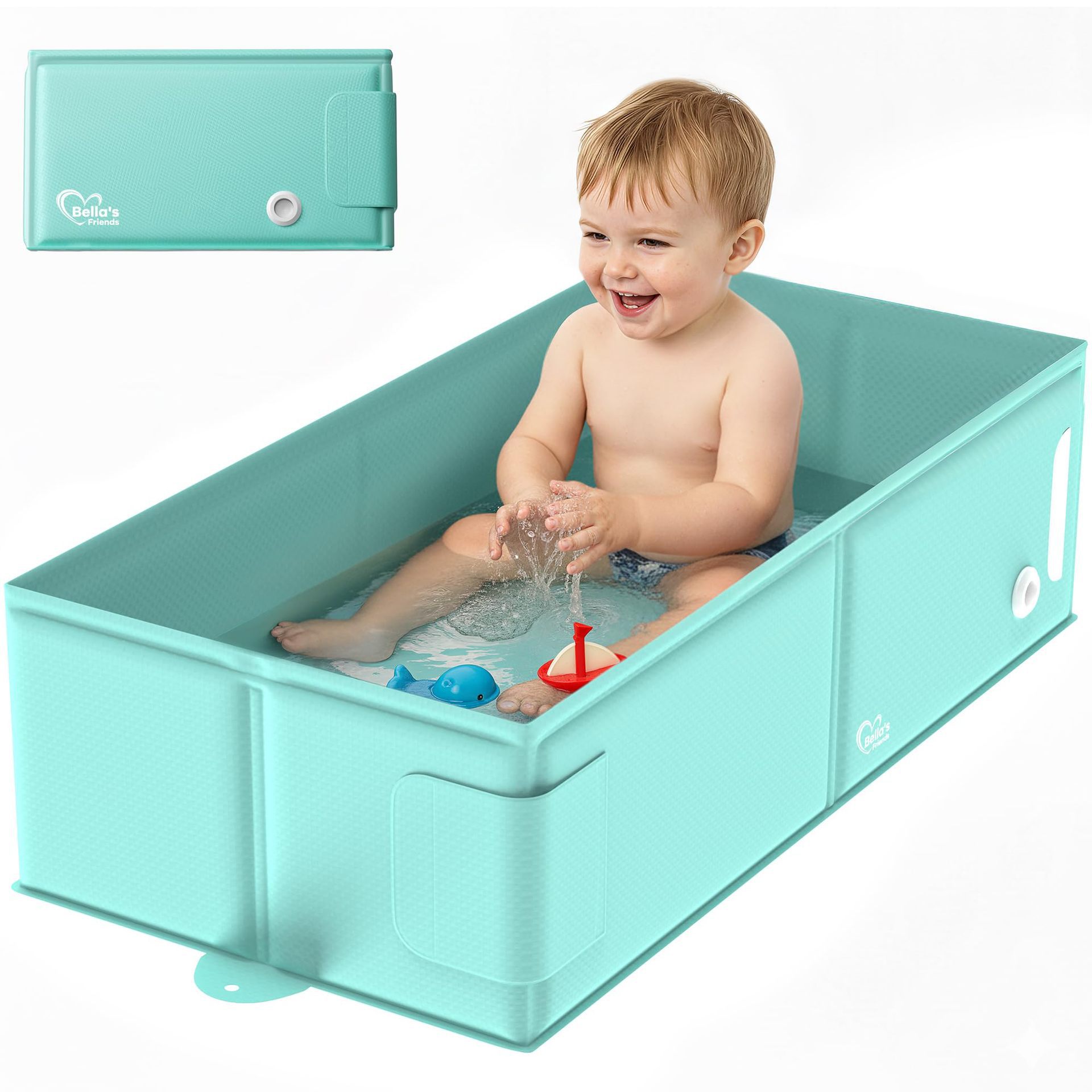 Bañera Plegable Para Bebé: Llena De Diversión Con 2 Patitos Y 5 Bolas + Fácil Drenaje (Ahorra Espacio)