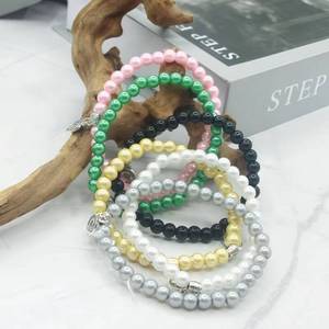 Clásica cadena de perlas de imitación blancas étnicas YASEEN Misbaha de 6 mm, 33 cuentas, elástica para la muñeca, Tasbih, recuerdo para las fiestas Eid Mubarak. - Product Image 1