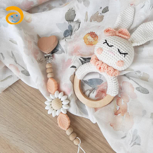 Offre Spéciale : Ensemble de hochets et chaînes de sucette en bois pour bébé, sans BPA, avec ourson au <span class=keywords><strong>crochet</strong></span> - Product Image 5