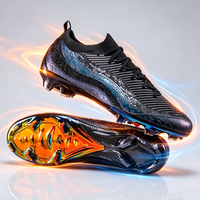 Chaussures de football professionnelles à coupe basse FG, tige en PU irisé tricoté, crampons antidérapants, pour entraînement en extérieur sur gazon, unisexe