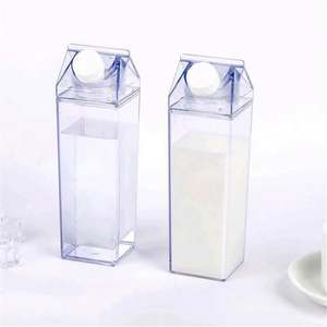 Bouteilles en plastique carrées de 500 ml en forme de carton de lait sans BPA, bouteille d'eau en carton de lait de 1000 ml pour les sports de plein air - Product Image 4