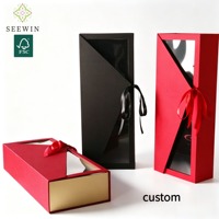 Boîte cadeau magnétique personnalisée SEEWIN avec fenêtre transparente en PVC pour bouquet de fleurs et emballage de cadeaux DIY, boîte de luxe en gros