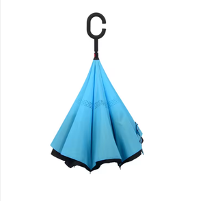 Paraguas invertido con forma de C, resistente al viento, con protección solar, de doble capa, para coche, con diseño de flor de rosa. - Product Image 2