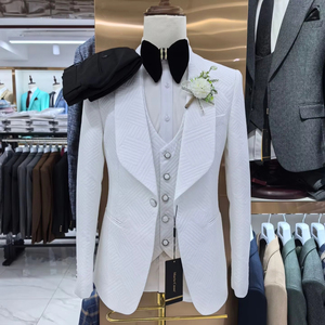 Abiti da sposa <span class=keywords><strong>eleganti</strong></span> da uomo <span class=keywords><strong>pantaloni</strong></span> giacca 3 pezzi gilet abbigliamento maschile con un bottone scialle con risvolto smoking abiti formale da sera Blazer - Product Image 1