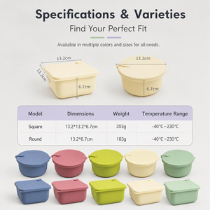 Boîte à lunch en silicone, récipient de stockage alimentaire, étanche, sans BPA, empilable, boîtes de préparation des repas, utilisable au micro-ondes, flexible - Product Image 2