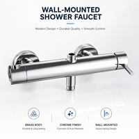 Robinet de douche mural en laiton chromé, mitigeur monocommande non thermostatique, corps en laiton, contrôle eau chaude et froide