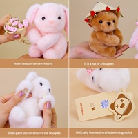 Aierflorist Rozen-thema Superzacht Tafeldecoratie Schattig Bloemenomhullend Teddybeer roze Konijn Kleine Dieren Valentijnsdag Pluche