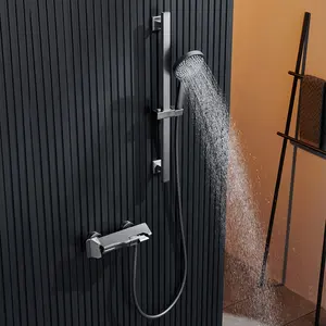 심플 화이트 황동 욕실 샤워 세트 화장실 피아노 키 폭포 강우 샤워 시스템 샤워 조합