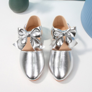 Custom Logo Children's <b>Flat</b> Sandals Ancient Style Soft Sole <b>Pointed</b> <b>Toe</b> Bowknot Shoes for Little Girls Princess Dress Shoes - Product Image 2