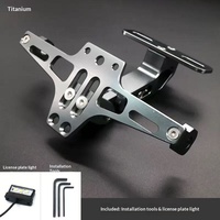Accessoires de modification de moto, support de plaque d'immatriculation rétractable en alliage d'aluminium CNC, lumière LED, style avion, YDASE