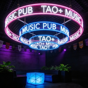 Conception libre 12V cercle 360 degrés LED néon suspension personnalisée plafond rond enseigne au néon pour décor <span class=keywords><strong>de</strong></span> barre <span class=keywords><strong>de</strong></span> jeu - Product Image 3