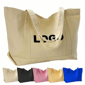 Bolsas de Lona Promocionales Reutilizables, Bolsa de Compras Personalizada con Serigrafía, Bolsa de Hombro de Lona de Gran Capacidad para Mujer - Product Image 1