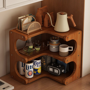 Multi-tiered office <b>desk</b>/bedroom <b>shelf</b> with tiered cup holders, bookshelves, and storage racks - Product Image 5