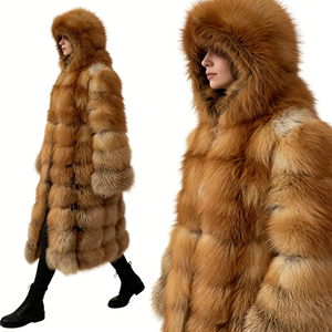 <span class=keywords><strong>Cappotto</strong></span> Lungo da Donna <span class=keywords><strong>in</strong></span> Vera <span class=keywords><strong>Pelliccia</strong></span> di Volpe Rossa, Casual, <span class=keywords><strong>con</strong></span> <span class=keywords><strong>Cappuccio</strong></span> e Traspirante, per l'Inverno - Product Image 6